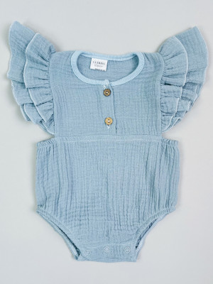 Боди с коротким рукавом крылышком, серое, Прованс