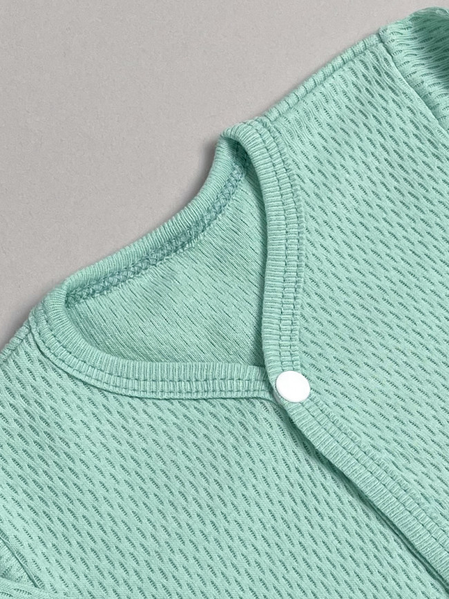 Боди детское с длинным рукавом, Вафелька, мятное