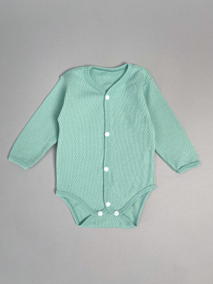 Боди детское с длинным рукавом, Вафелька, мятное