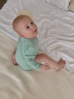 Боди детское с длинным рукавом, Вафелька, мятное