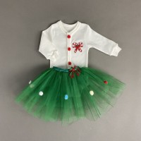 Боди с юбкой, зеленое