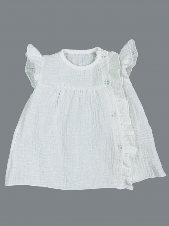 Платье детское с коротким рукавом, белое, Прованс с рюшами Платье детское с коротким рукавом, белое, Прованс с рюшами