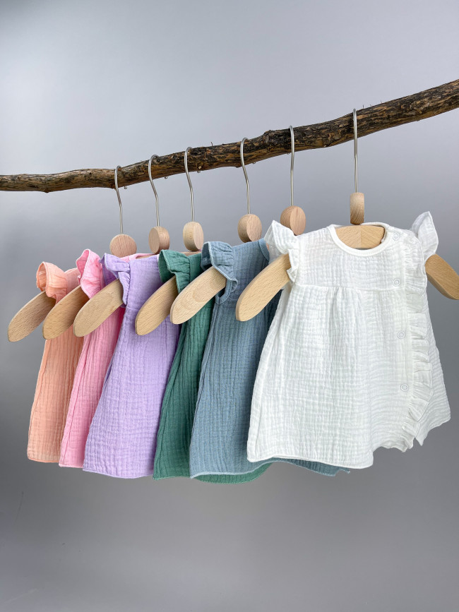 Платье детское с коротким рукавом, белое, Прованс с рюшами Платье детское с коротким рукавом, белое, Прованс с рюшами