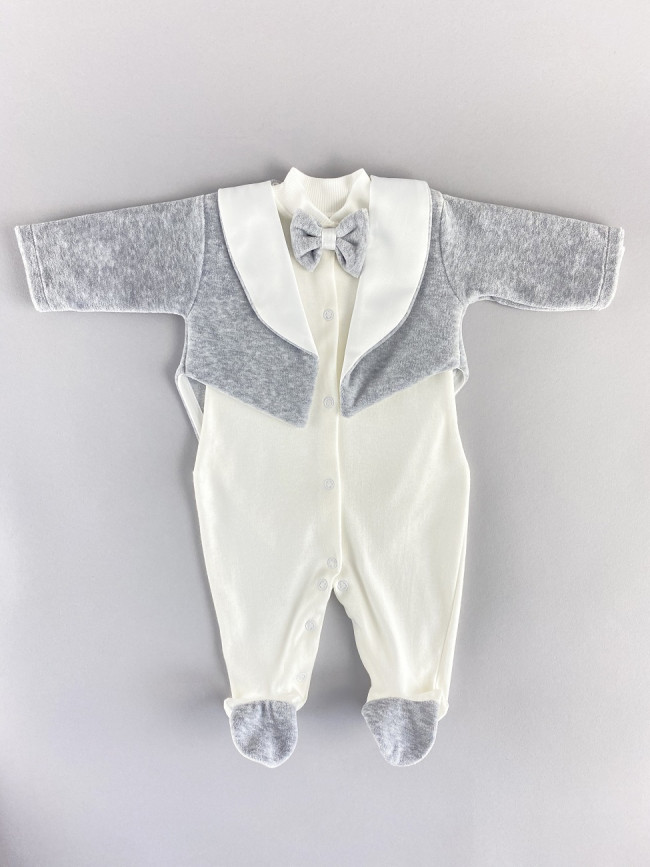 Комбинезон фрак, серый, Велюр