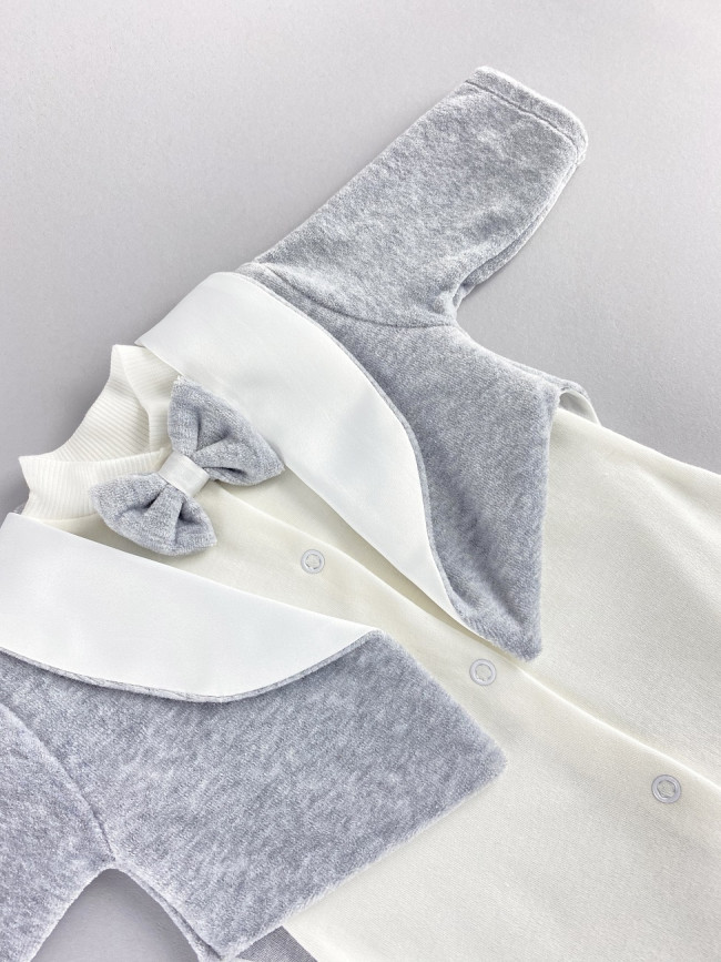 Комбинезон фрак, серый, Велюр