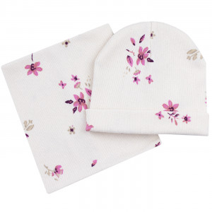 Комплект, шапка и снуд, экрю, Нежность