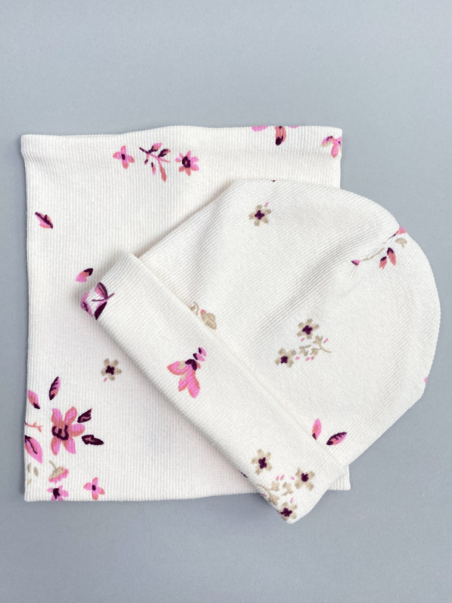 Комплект, шапка и снуд, экрю, Нежность Комплект, шапка и снуд, экрю, Нежность