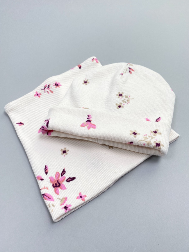 Комплект, шапка и снуд, экрю, Нежность Комплект, шапка и снуд, экрю, Нежность