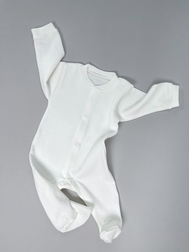 Детский комбинезон с длинным рукавом, Вафелька, белый