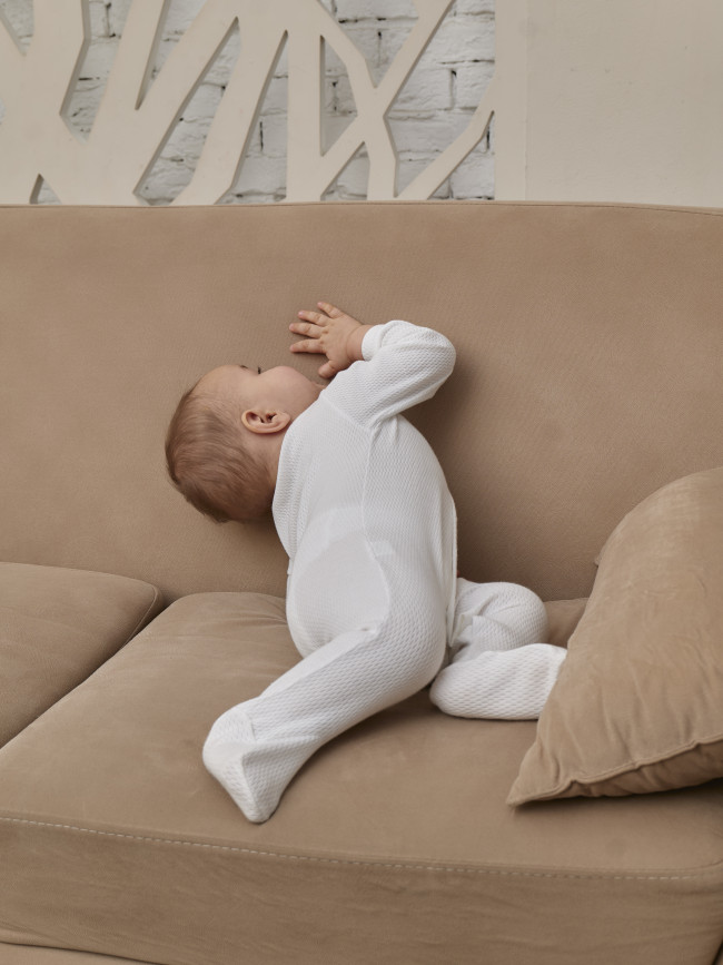 Детский комбинезон с длинным рукавом, Вафелька, белый