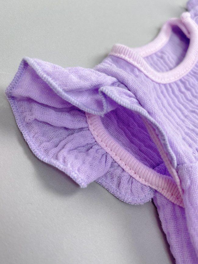 Платье детское с коротким рукавом, сиреневое, Прованс с рюшами Платье детское с коротким рукавом, сиреневое, Прованс с рюшами