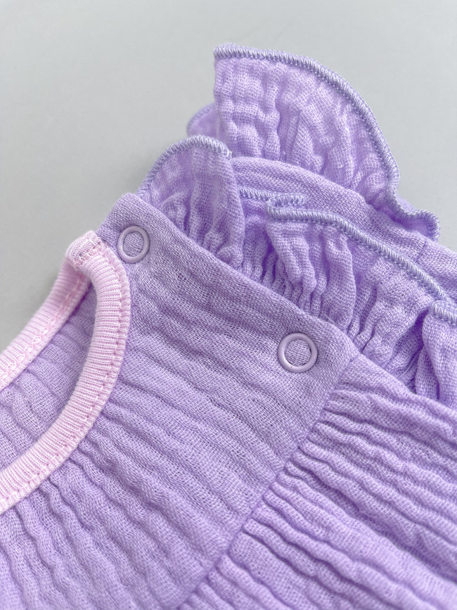 Платье детское с коротким рукавом, сиреневое, Прованс с рюшами Платье детское с коротким рукавом, сиреневое, Прованс с рюшами