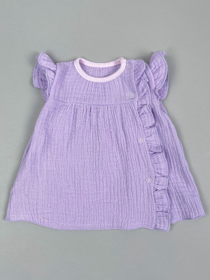 Платье детское с коротким рукавом, сиреневое, Прованс с рюшами