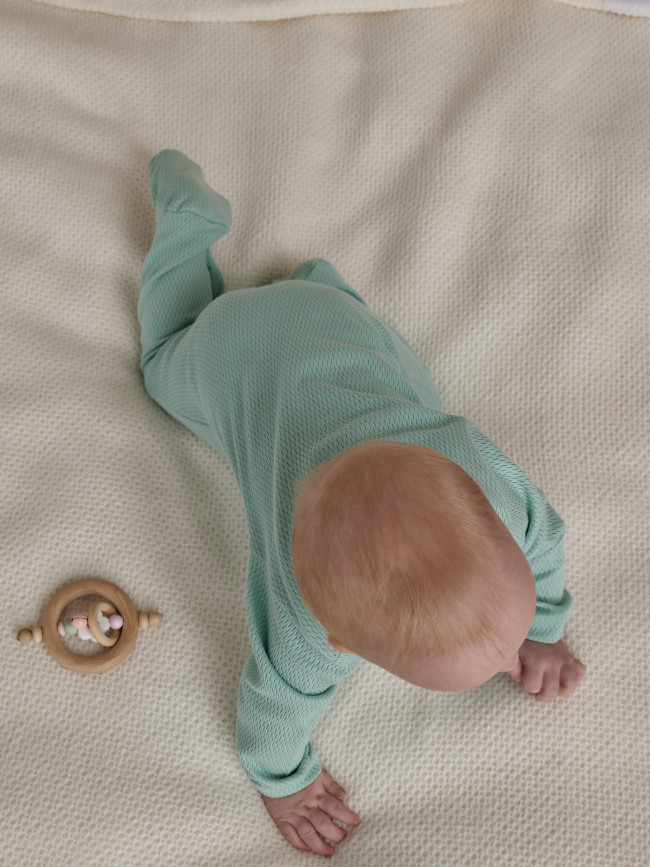 Детский комбинезон с длинным рукавом, Вафелька, мятный