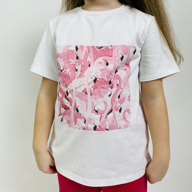 Футболка для девочки, Фламинго