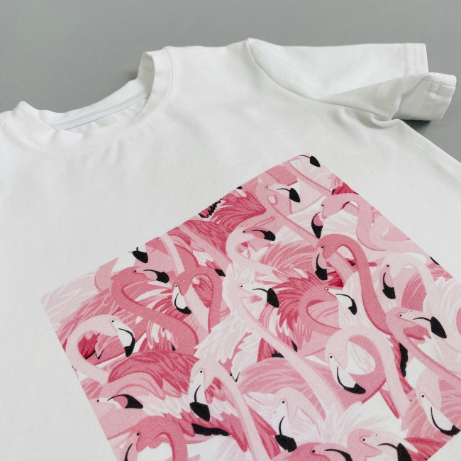 Футболка для девочки, Фламинго