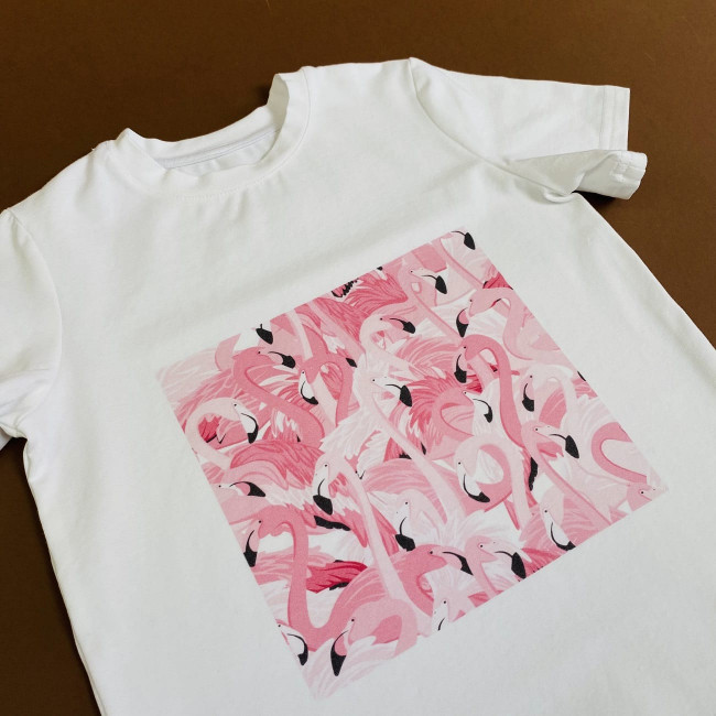 Футболка для девочки, Фламинго