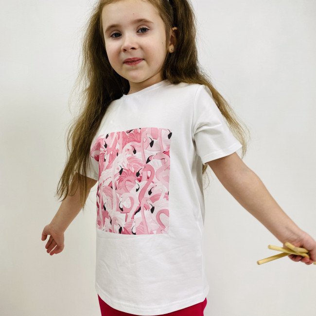Футболка для девочки, Фламинго