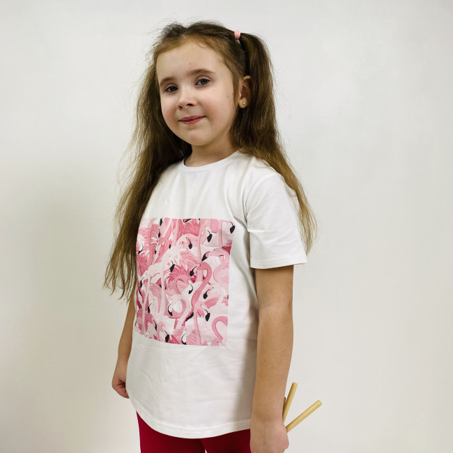 Футболка для девочки, Фламинго