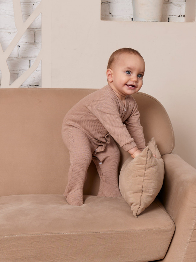 Детский комбинезон с длинным рукавом, Вафелька, какао