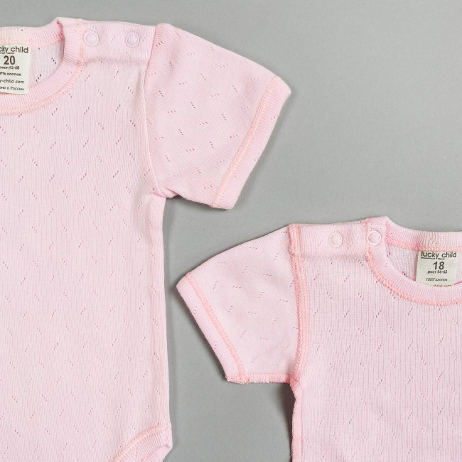 Боди детский, с коротким рукавом, розовый, Ажур Боди детский, с коротким рукавом, розовый, Ажур