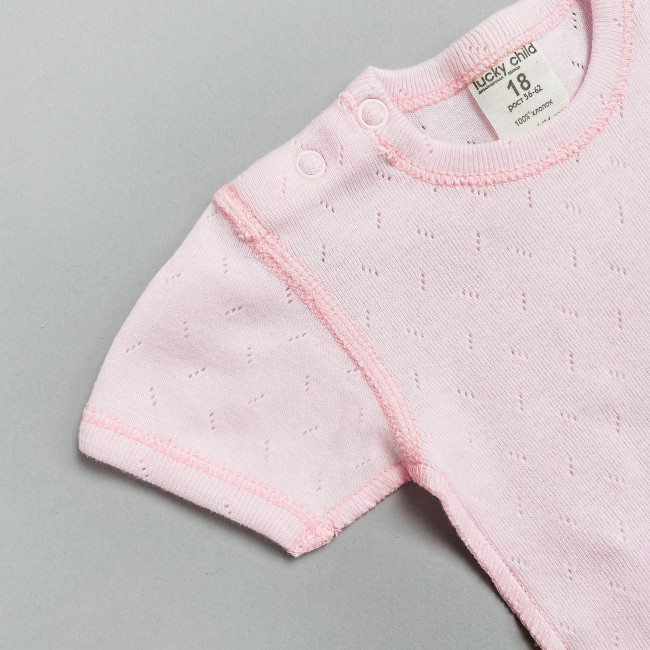 Боди детский, с коротким рукавом, розовый, Ажур Боди детский, с коротким рукавом, розовый, Ажур