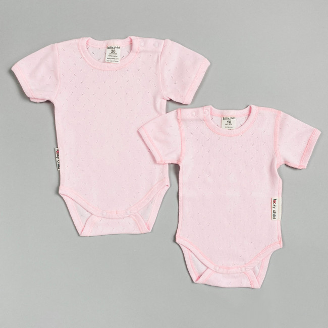 Боди детский, с коротким рукавом, розовый, Ажур Боди детский, с коротким рукавом, розовый, Ажур