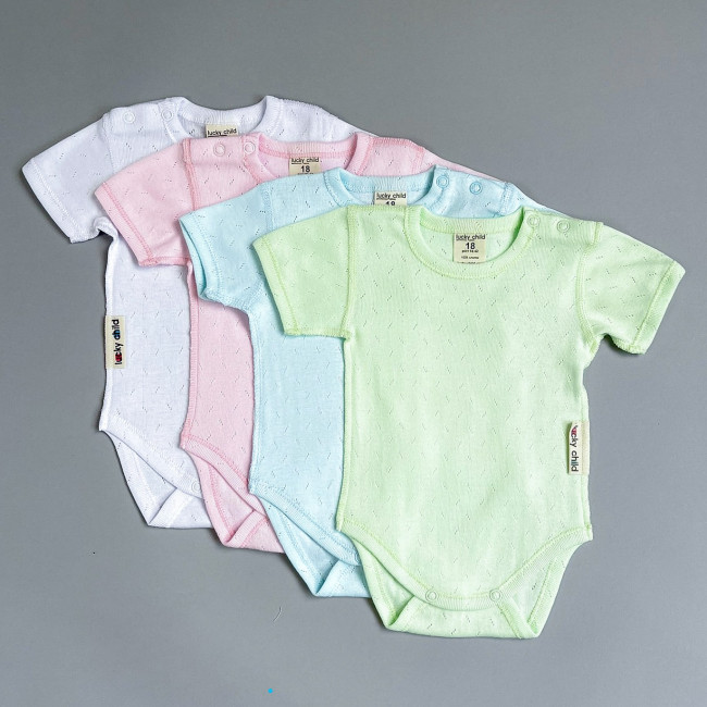 Боди детский, с коротким рукавом, розовый, Ажур Боди детский, с коротким рукавом, розовый, Ажур