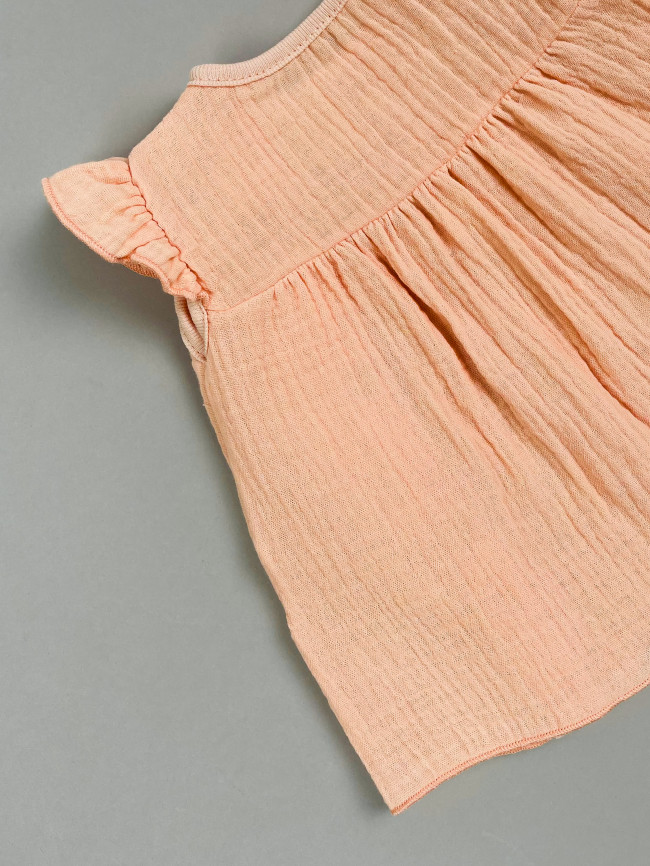 Платье детское с коротким рукавом, абрикосовое, Прованс с рюшами Платье детское с коротким рукавом, абрикосовое, Прованс с рюшами