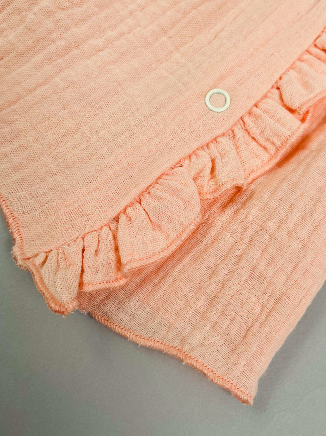 Платье детское с коротким рукавом, абрикосовое, Прованс с рюшами Платье детское с коротким рукавом, абрикосовое, Прованс с рюшами