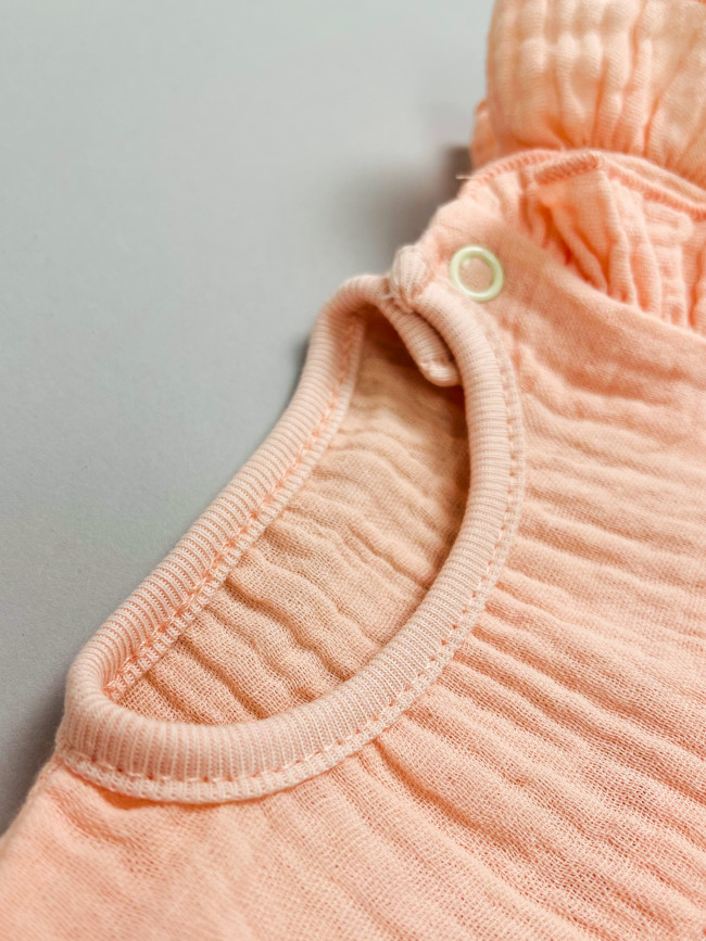 Платье детское с коротким рукавом, абрикосовое, Прованс с рюшами Платье детское с коротким рукавом, абрикосовое, Прованс с рюшами