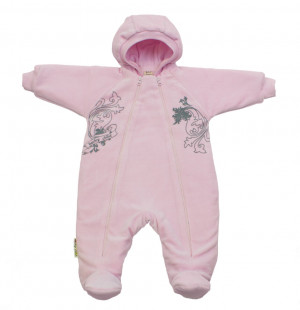 Комбинезон на синтепоне, розовый, Велюр