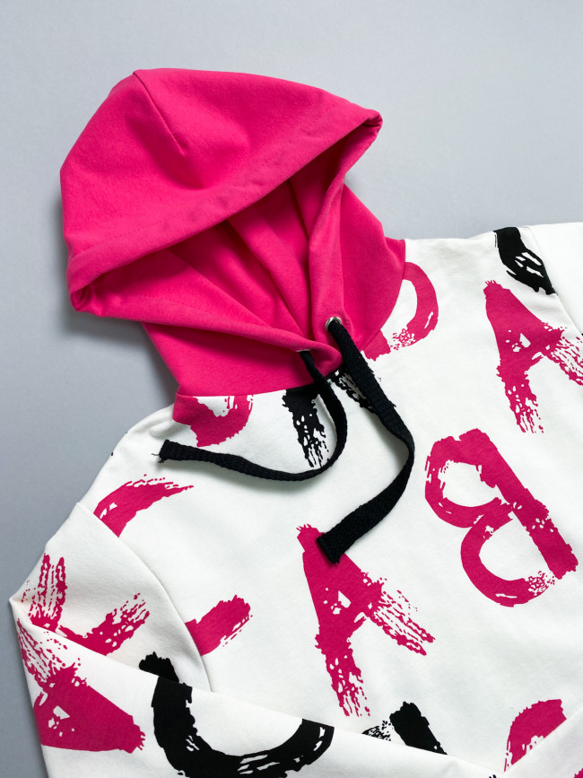 Костюм спортивный, розовый, Граффити