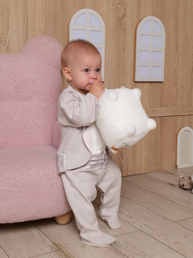 Нарядный комбинезон для мальчика, серый, Фрак