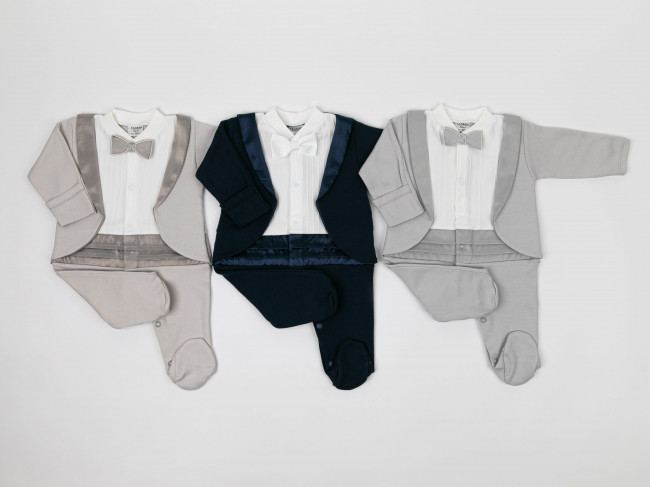 Нарядный комбинезон для мальчика, серый, Фрак Нарядный комбинезон для мальчика, серый, Фрак