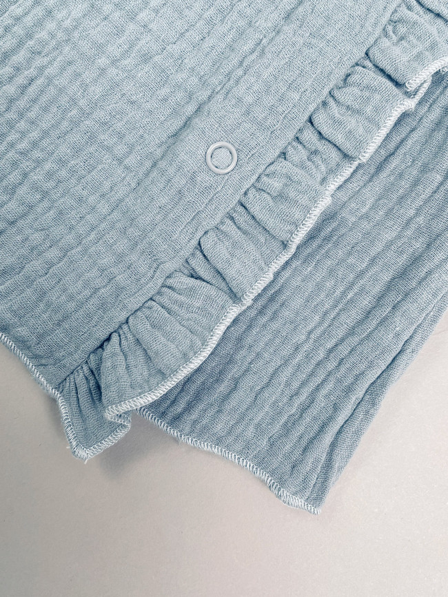 Платье детское с коротким рукавом, серое, Прованс с рюшами