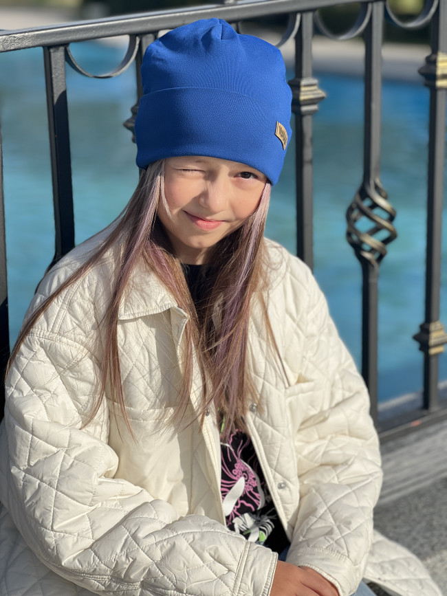 Шапка детская, васильковая