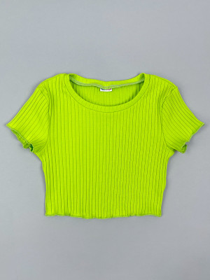 Кроп топ детский для девочек, с коротким рукавом, Рибана, неоновый