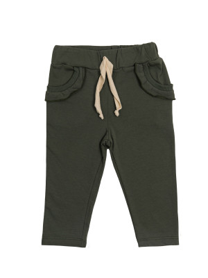 Утепленные брюки детские для девочки с оборками, хаки
