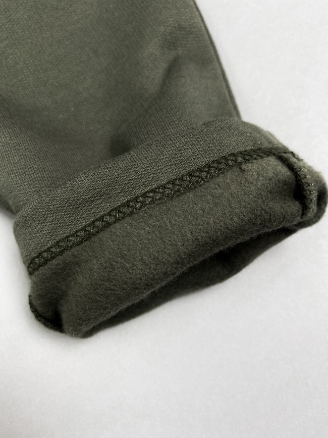 Утепленные брюки детские для девочки с оборками, хаки