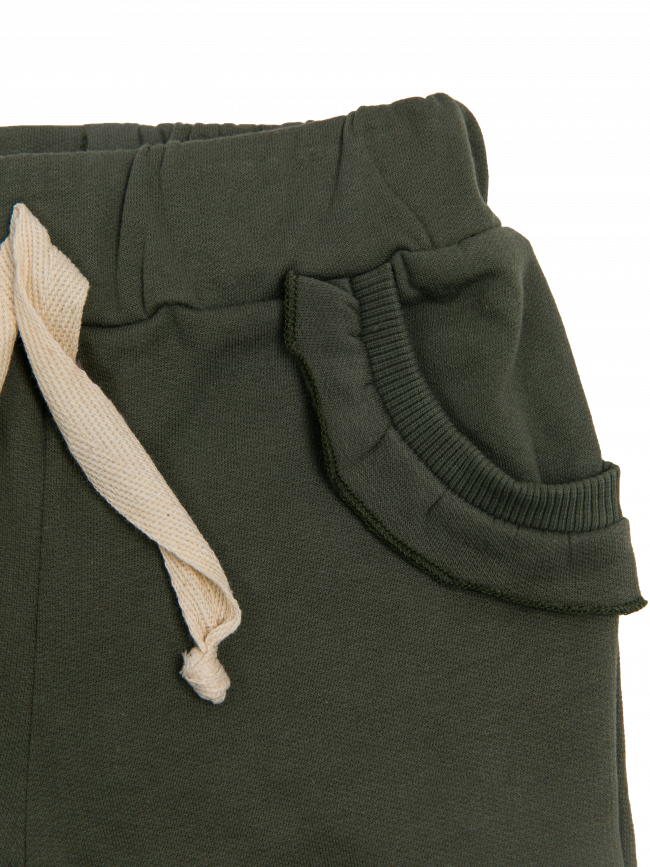 Утепленные брюки детские для девочки с оборками, хаки