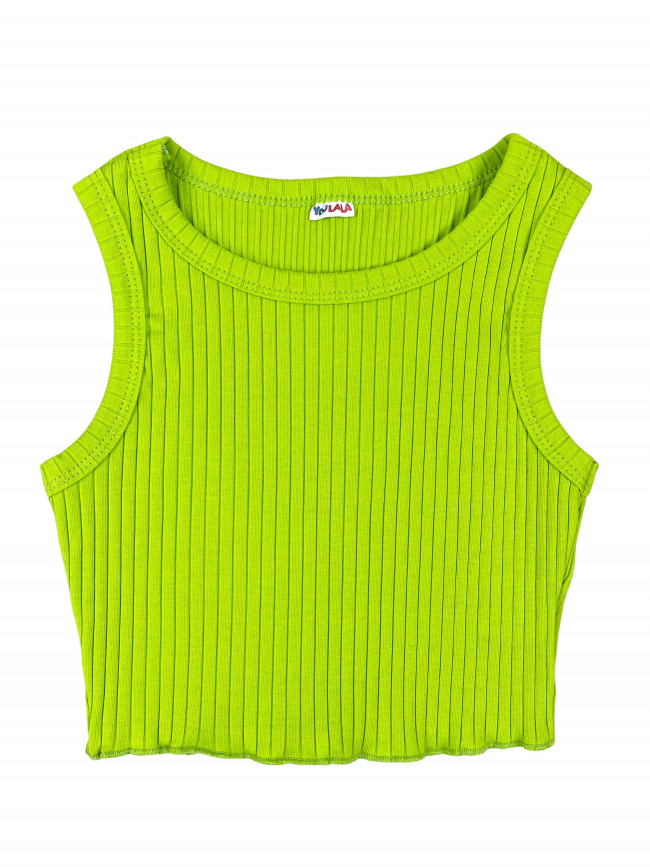Кроп топ детский для девочек, без рукавов, Рибана, неоновый Кроп топ детский для девочек, без рукавов, Рибана, неоновый