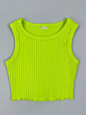 Кроп топ детский для девочек, без рукавов, Рибана, неоновый