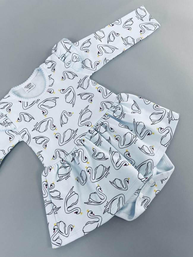 Боди-платье, голубое, Лебеди Боди-платье, голубое, Лебеди