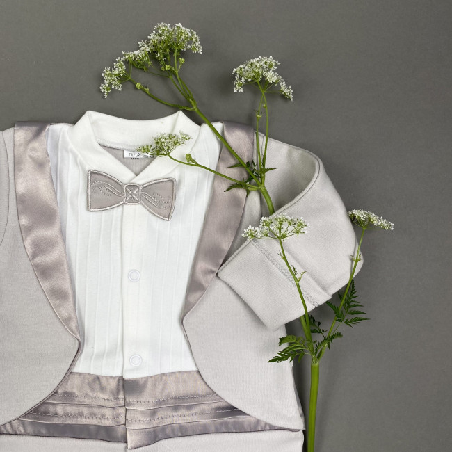 Нарядный комбинезон для мальчика, какао, Фрак Нарядный комбинезон для мальчика, какао, Фрак