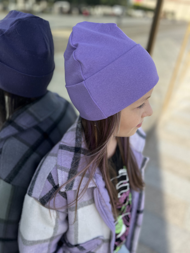 Шапка детская, сиреневая