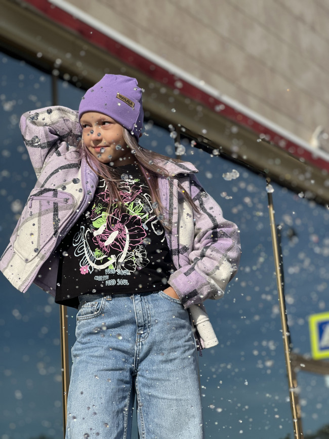 Шапка детская, сиреневая