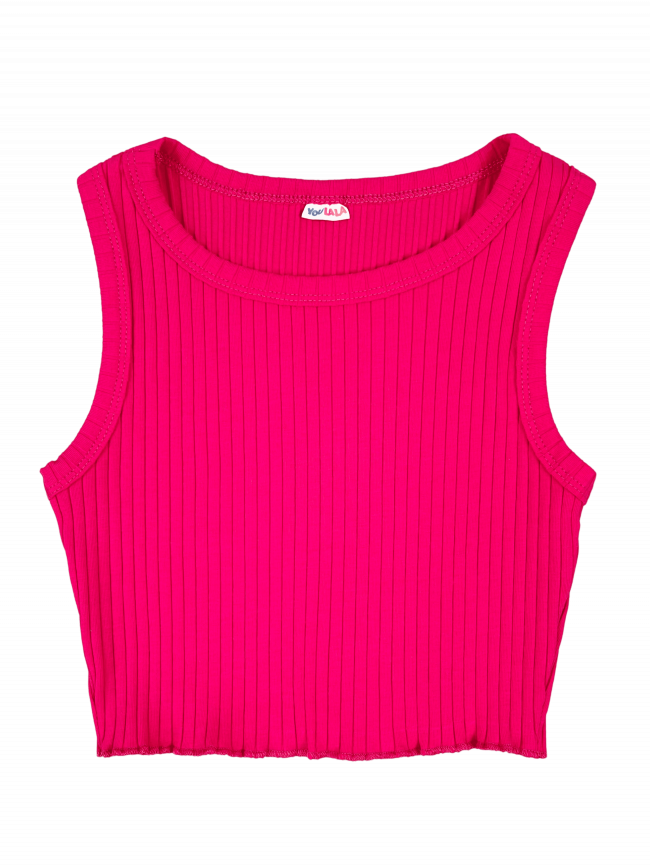 Кроп топ детский для девочек, без рукавов, Рибана, малиновый