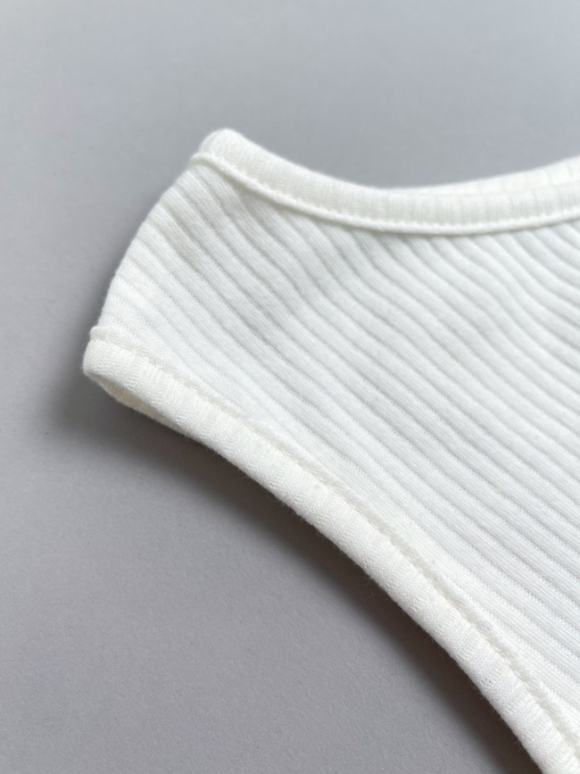 Кроп топ детский для девочек, на одно плечо, без рукавов, Рибана, молочный Кроп топ детский для девочек, на одно плечо, без рукавов, Рибана, молочный