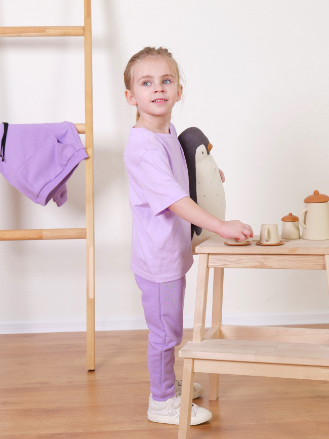 Комплект детских футболок, светло-сиреневая и фуксия